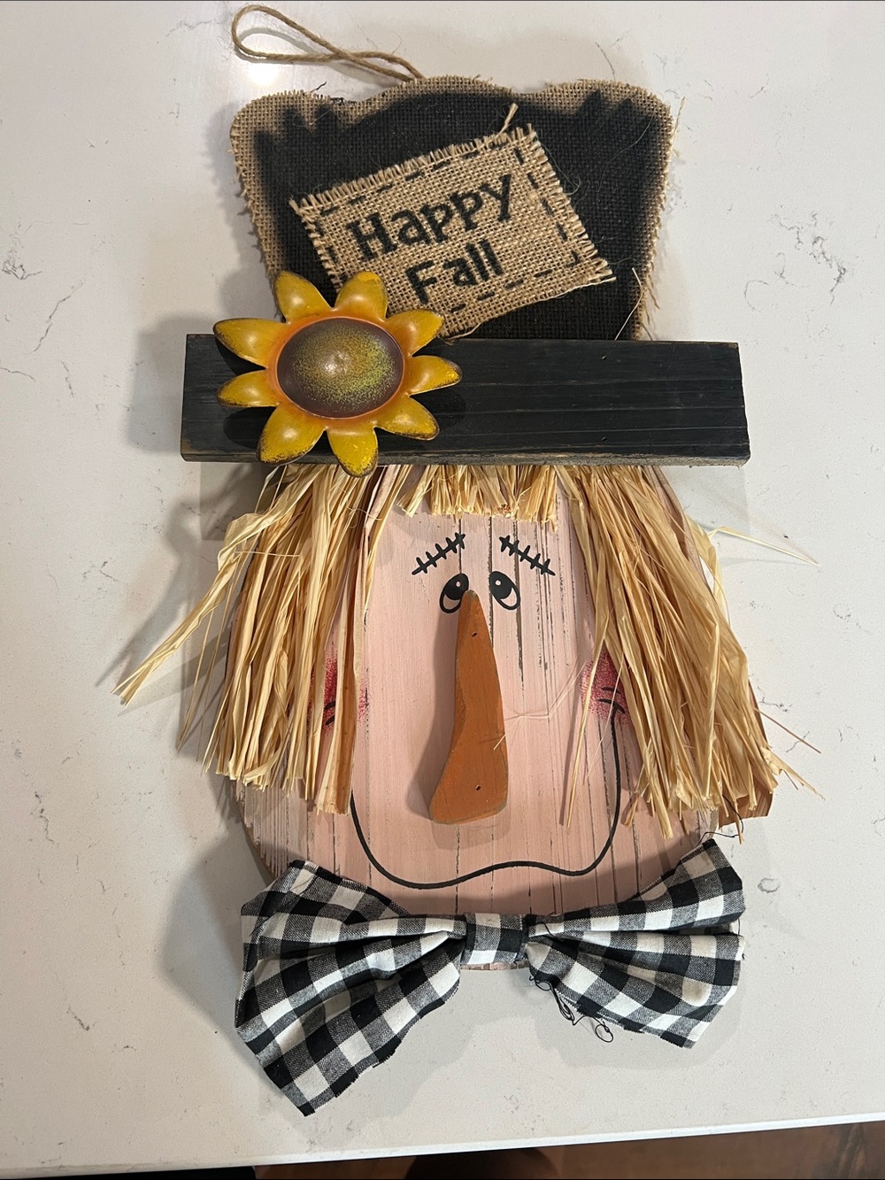 Happy Fall Scarecrow Wall Decor - Black, Yellow, Natural